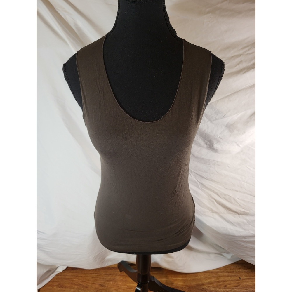 Majestic Paris Women Basic Sleeveless Brown Viscose Blend Round Neck Tank Size 1